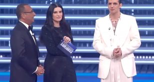 Achille Lauro, Laura Pausini e Carlo Conti