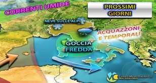 Meteo Italia - maltempo con il transito di una goccia fredda