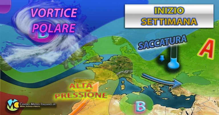 Meteo – Primavera ko, vortice depressionario per inizio settimana con forte e incessante maltempo, i dettagli