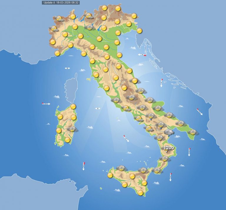 Meteo domani 19 marzo: goccia fredda porta ancora maltempo invernale su parte dell’Italia con neve sui rilievi