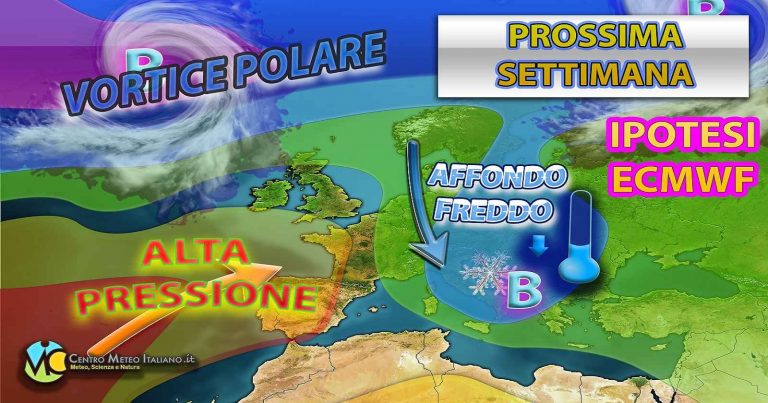 Meteo – Circolazione instabile anche ad inizio settimana prossima con impulso polare a seguire: la tendenza