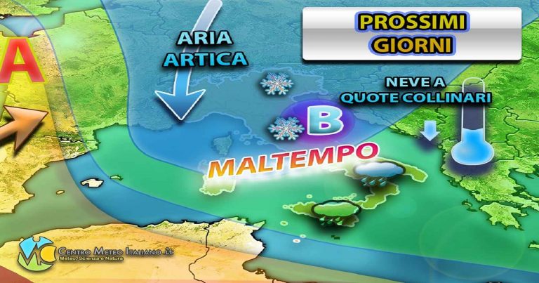 Meteo Italia – aria fredda si addossa alle Alpi, maltempo di stampo invernale atteso nei prossimi giorni sul Mediterraneo