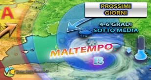 Meteo Italia - maltempo con freddo e neve sul Mediterraneo