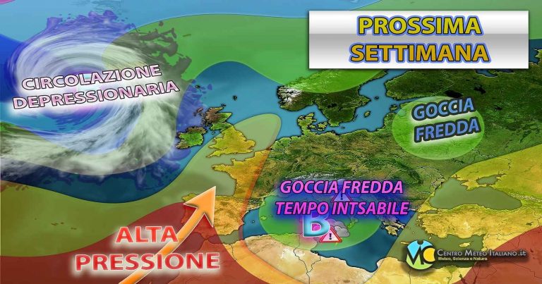 Meteo – Vortice depressionario ad inizio settimana, torna il maltempo sull’Italia
