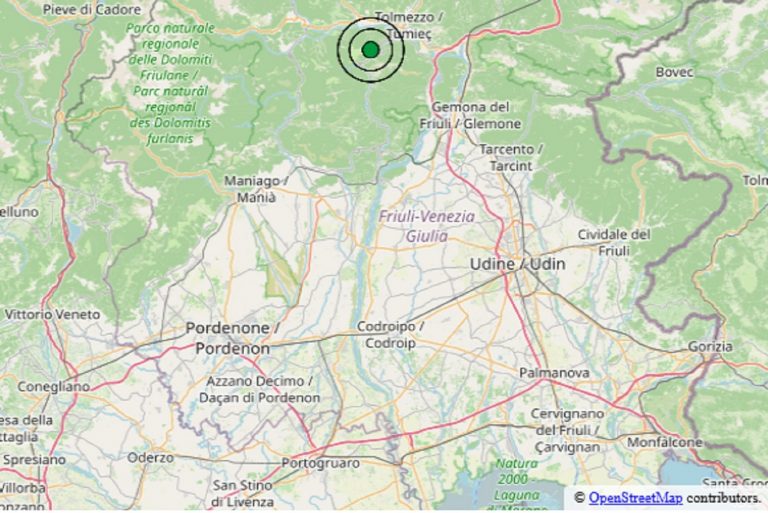 Terremoto oggi in Friuli Venezia Giulia: scossa M 3.1 in provincia di Udine – Dati INGV