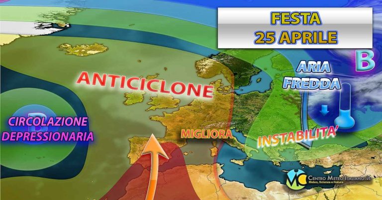 Meteo – Cambia tutto per il Weekend del 25 Aprile, a spuntarla è l’Anticiclone, con maggiore stabilità e mitezza