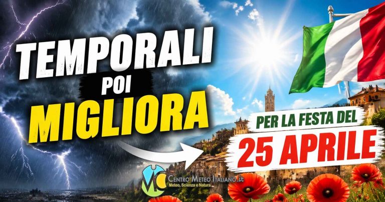 Meteo Italia – fronte freddo con temporali e calo delle temperature, torna l’anticiclone per il weekend del 25 aprile