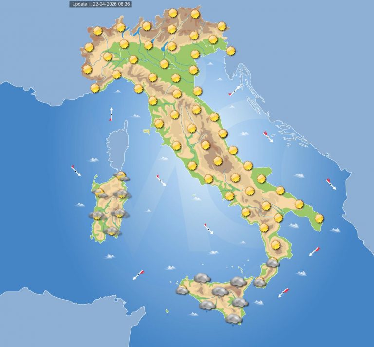 Meteo domani 23 aprile: tempo in miglioramento in Italia con ampie schiarite, ma ancora temporali su queste regioni