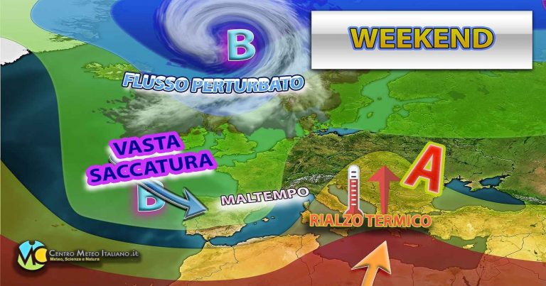 Meteo – Temporanea risalita dell’Anticiclone nel Weekend con nuovo peggioramento nella seconda parte: i dettagli