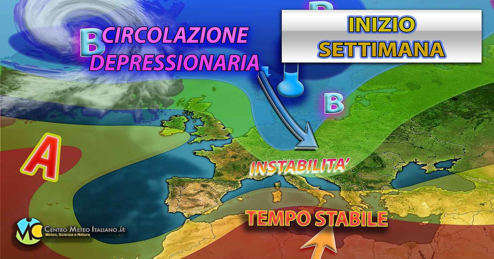 Meteo - Insidia maltempo anche per l'inizio della prossima settimana, con piogge, temporali e possibili grandinate