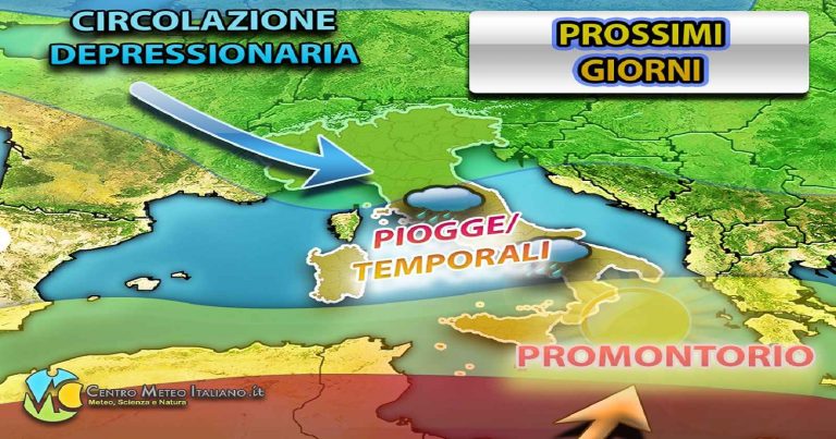 Meteo – Piogge e temporali nuovamente pronti a colpire l’Italia con calo termico: i dettagli
