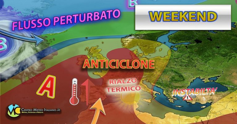 Meteo – Weekend stabile e più caldo, ma non mancheranno locali temporali