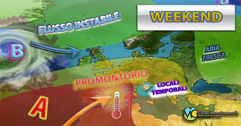 Meteo – Anticiclone incerto nel Weekend, con rinnovato maltempo pomeridiano in arrivo: i dettagli