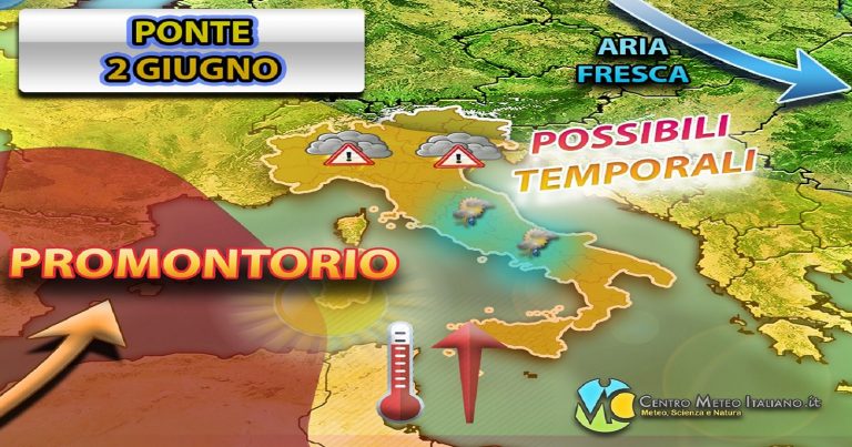 Meteo – Instabilità crescente ad inizio settimana prossima, con il 2 Giugno perturbato, ma non ovunque: ecco dove