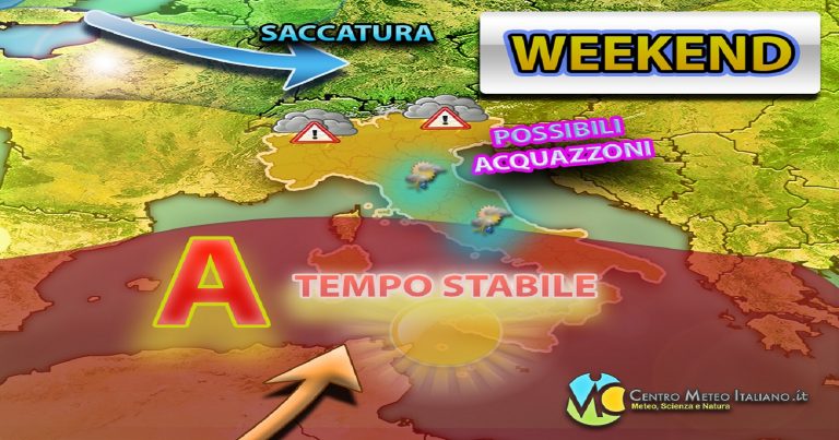 Meteo – Weekend con tempo in miglioramento, tanto sole e rialzo termico,  ma anche dei temporali su alcuni settori
