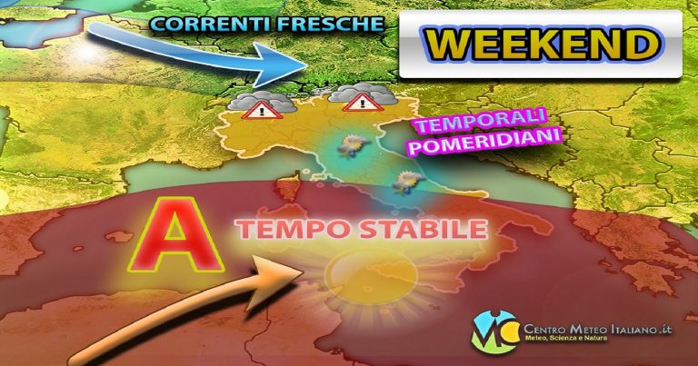 Meteo – Anticiclone in spinta nel Weekend con stabilità e bel tempo prevalenti, ma anche qualche temporale