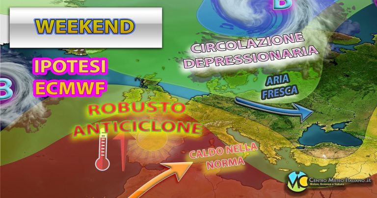 Meteo – Weekend prevalentemente stabile in Italia salvo qualche temporale pomeridiano e caldo nella norma