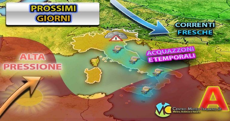 Meteo – Aria fresca in quota porta un’accentuazione dell’instabilità in Italia, attesi temporali su molti settori