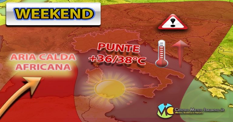 Meteo – Fiammata africana nel Weekend in Italia, con temperature fin sui +38°C, ma anche temporali: i dettagli