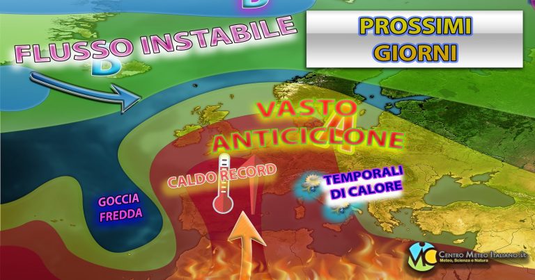 Meteo – Non solo bel tempo e clima rovente, infiltrazioni fresche in quota portano anche temporali pomeridiani