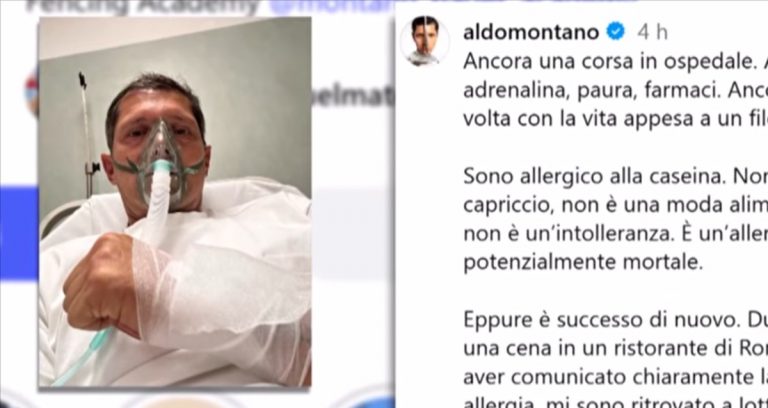 Paura per Aldo Montano, allergia alla caseina: quali sono i rischi che si corrono e i sintomi