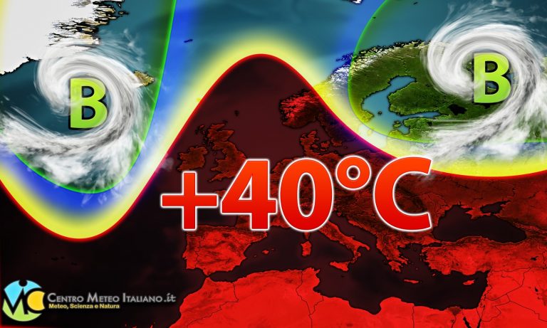 Meteo – Anticiclone in rafforzamento per inizio settimana, meno temporali e più caldo con picchi fino a +40°C: i dettagli