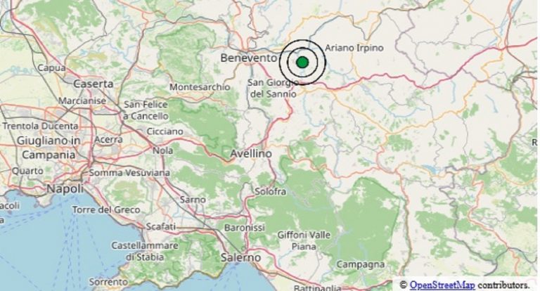 Scossa di terremoto avvertita oggi in Campania, epicentro in provincia di Benevento: orario e dati Ingv