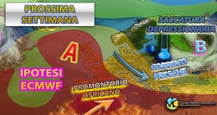 Meteo - Irruzione di aria fresca nella prima metà della prossima settimana, con sensibile calo termico e possibili temporali