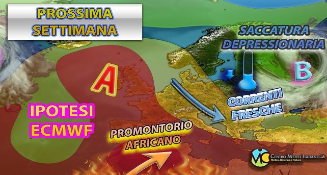 Meteo - Irruzione di aria fresca nella prima metà della prossima settimana, con sensibile calo termico e possibili temporali