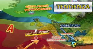 Meteo - Affondo perturbato lambirà l'Italia, in arrivo temporali anche intensi con crollo delle temperature