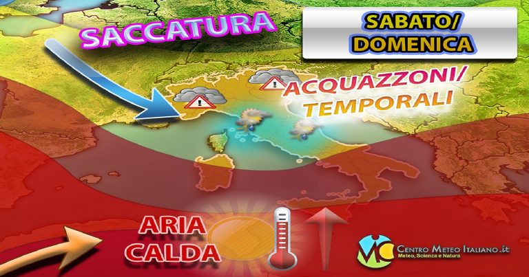 Meteo – Instabilità in aumento nel Weekend, con piogge, temporali e possibili grandinate e nubifragi: i dettagli