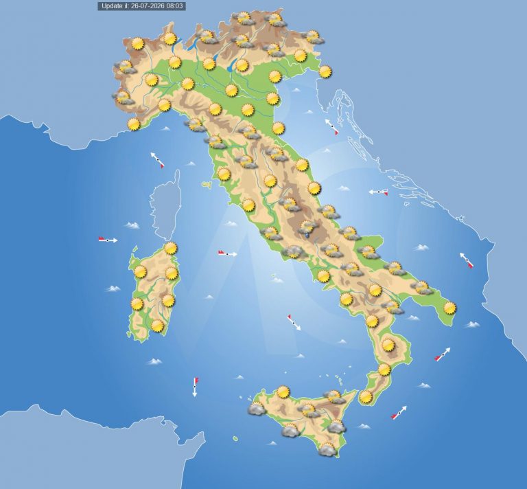 Meteo domani 27 luglio: tempo che torna stabile all’inizio dell’ultima settimana di luglio in Italia, solo isolati fenomeni