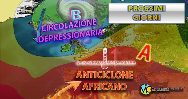 Meteo Italia - anticiclone africano stabile sul Mediterraneo