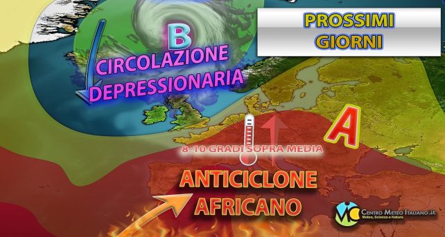 Meteo Italia - anticiclone africano stabile sul Mediterraneo