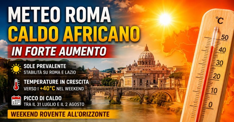 Meteo Roma – Caldo africano in forte aumento, verso i +40 gradi nel weekend