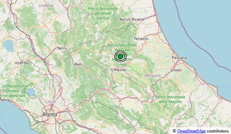 Terremoto oggi in Italia, 30 luglio 2026: scossa più forte in Abruzzo