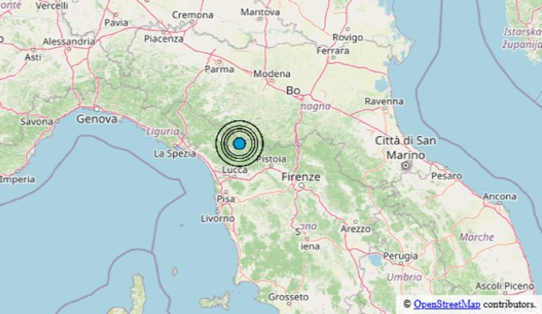 Scossa di terremoto avvertita oggi in Toscana, epicentro in provincia di Lucca – Dati Ingv