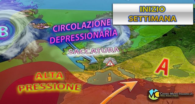Meteo - Anticiclone in difficoltà ad inizio settimana con ulteriore calo termico e temporali in aumento: i dettagli
