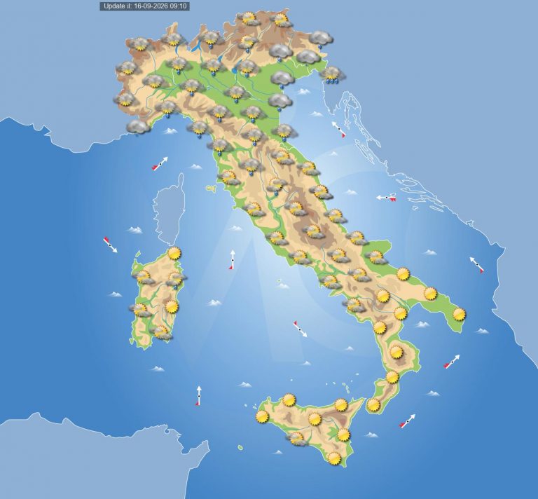 Meteo domani 17 settembre: correnti instabili in Italia con piogge e temporali al Nord, più stabile altrove