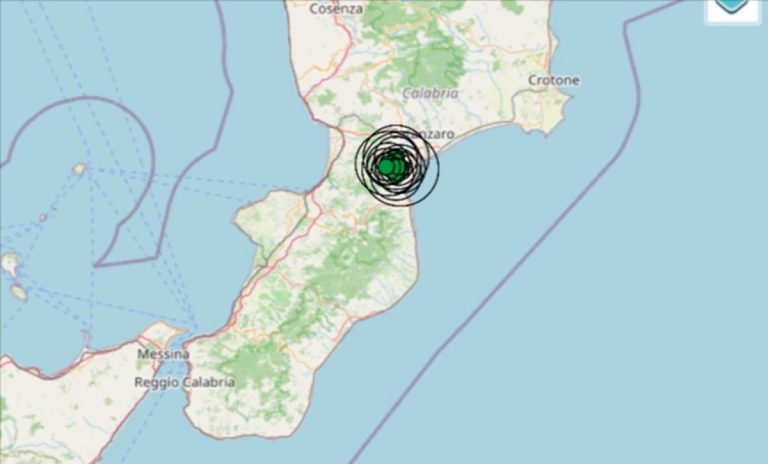Terremoto oggi in Calabria, sequenza sismica in provincia di Catanzaro: Dati Ingv