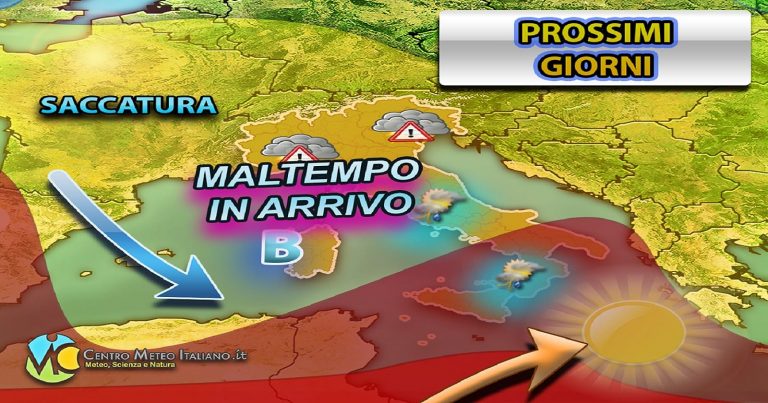 Meteo – Maltempo in arrivo in Italia, specie al Centro-Nord, accompagnato anche da un calo delle temperature