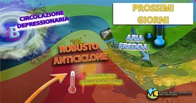 Aria fredda che scende verso i Balcani