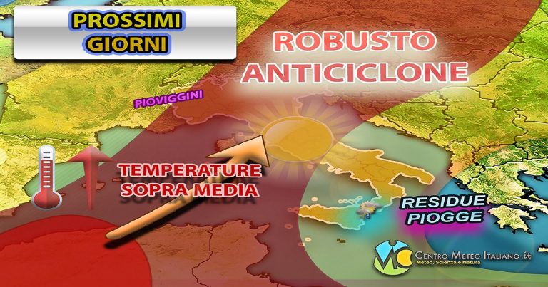 Meteo – Qualche disturbo di maltempo in arrivo nei prossimi giorni, in un regime comunque stabile: i dettagli