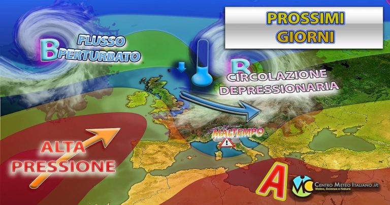 Meteo Italia – prossimi giorni con piogge e temporali per il transito di una saccatura sul Mediterraneo