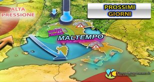 Meteo Italia - maltempo sul Mediterraneo e calo termico