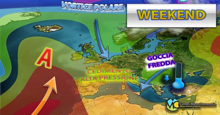 Meteo – Weekend con possibile ritorno dell’instabilità per l’avvicinamento da est di una goccia fredda con lieve calo termico