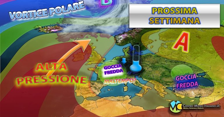 Meteo – Prossima settimana con possibile anticiclone alle alte latitudini e gocce fredde in movimento da est