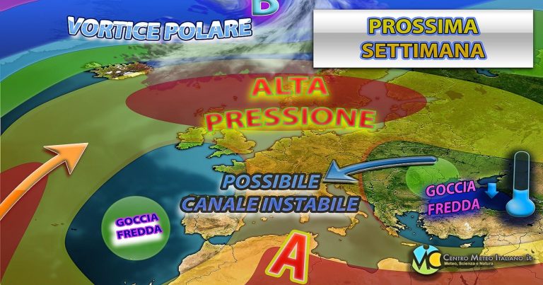 Meteo – Prossima settimana ancora incerta in Italia, ma possibili correnti da est con instabilità e calo termico