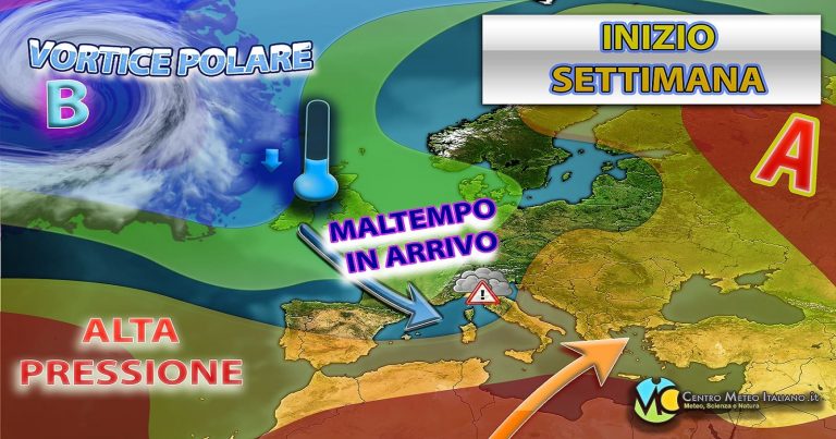 Meteo – Maltempo in arrivo la prossima settimana, attese forti precipitazioni e rischio nubifragi