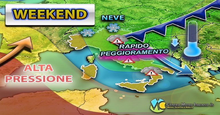 Meteo – Irruzione di maltempo in vista nel Weekend con nuovo calo delle temperature: i dettagli